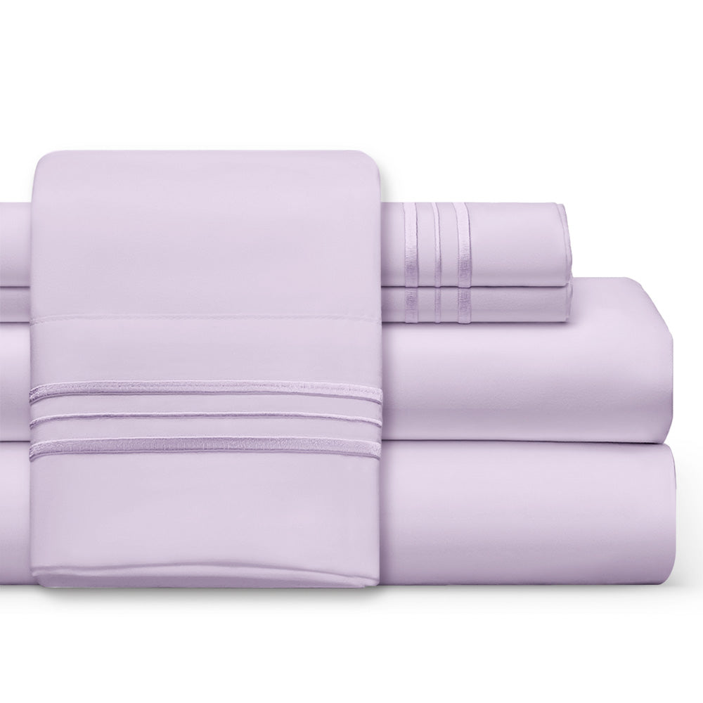 lavender flower bed sheets Split California King Sheets, 1800 Thread Count Ultra Comfort Sheets, Deep Pocket French Lavender