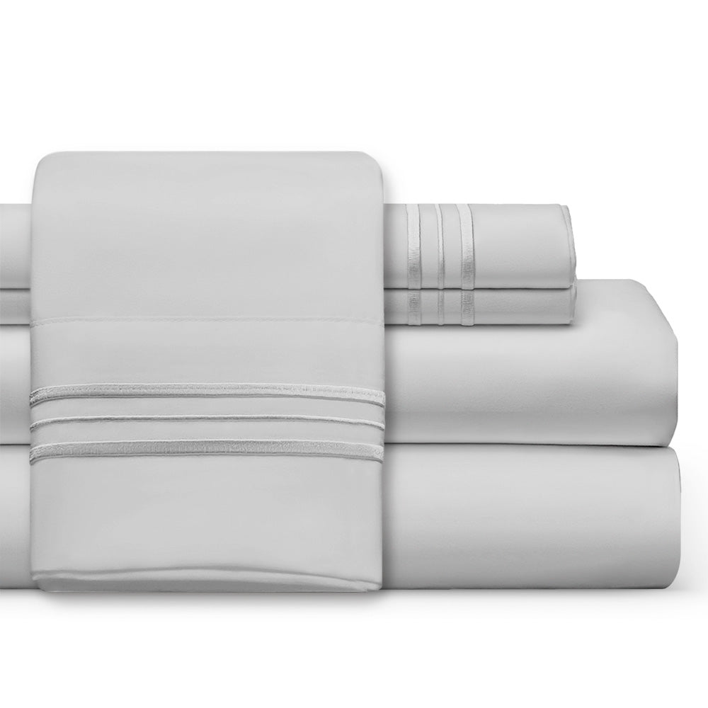 Silver Thread Sheets Light Silver Sheet Set, 1800 Thread Count, Ultra Comfort – The Bed Sheets